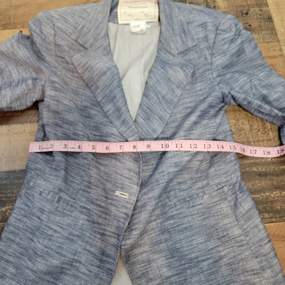 Small Cartonnier Anthropologie Blue Heathered Blazer - Picture 3 of 5